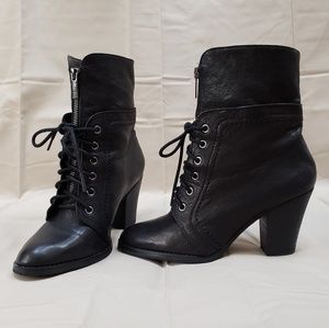 Kenneth Cole Leather Lace Zip Ankle Bootie Boot